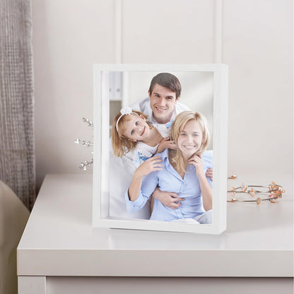 Shadow Box Frame 8x10 - 3 Pack Wood Deep Shadowbox with Glass Shadow Boxes Display Cases Suitable for Photos, Dried Flowers, Handicrafts Picture Frames for Wall (White)