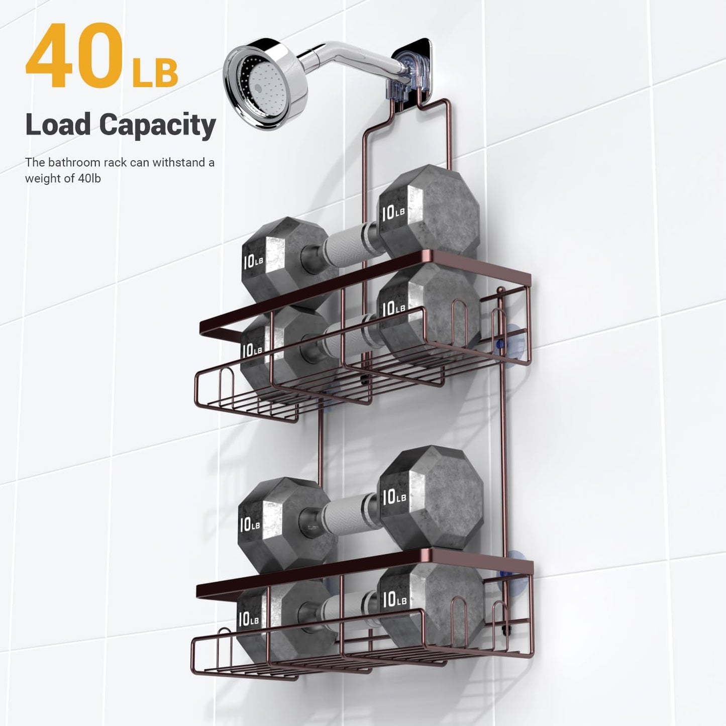 **AKTECKE Shower Caddy - Rustproof Hanging Bathroom Organizer for Shampoo & Soap - Bronze Finish**