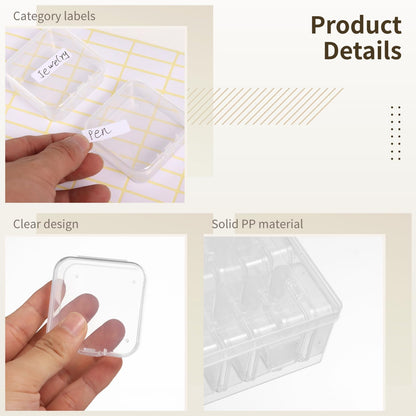 120Pcs Bead Organizer Box, Small Clear Plastic Bead Storage Containers, 4 Craft Storage Boxes with Hinged Lid, 336 Labels, Mini Box for Jewelry Making Bracelets Beading Nails Screws Seeds Small Parts