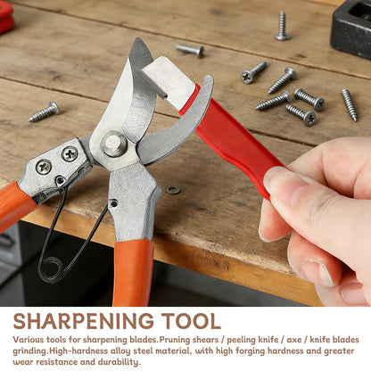 Knife Sharpener Rod 10-inch Carbon Steel Honing Rod with Non-Slip Wooden Handle and 2pcs Sharpening Tools, Ergonomic Knife Sharpening Steel for All Chef Knives