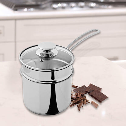 Küchenprofi Double Boiler/Bain Marie Set with Glass Lid, 1.6 Quart, 5.5" Diameter