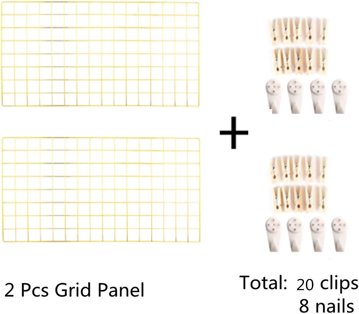 Yash Metal Wire Grid Panel, Display Organizer for Postcard, Wall Artwork for Home Office Living Room (Pack of 2 Pcs)