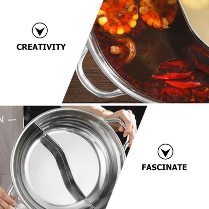 Hemoton Hot Pot with Divider, Stainless Steel Divided Hot Pot for Household Use