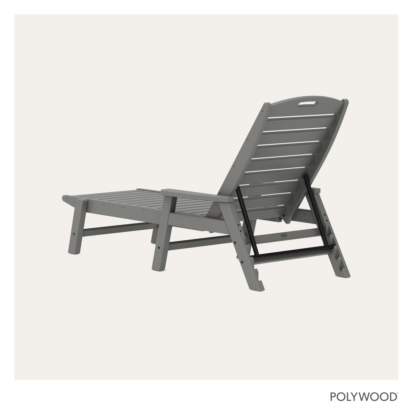 POLYWOOD NCC2280GY Nautical Arms Chaise, Slate Grey