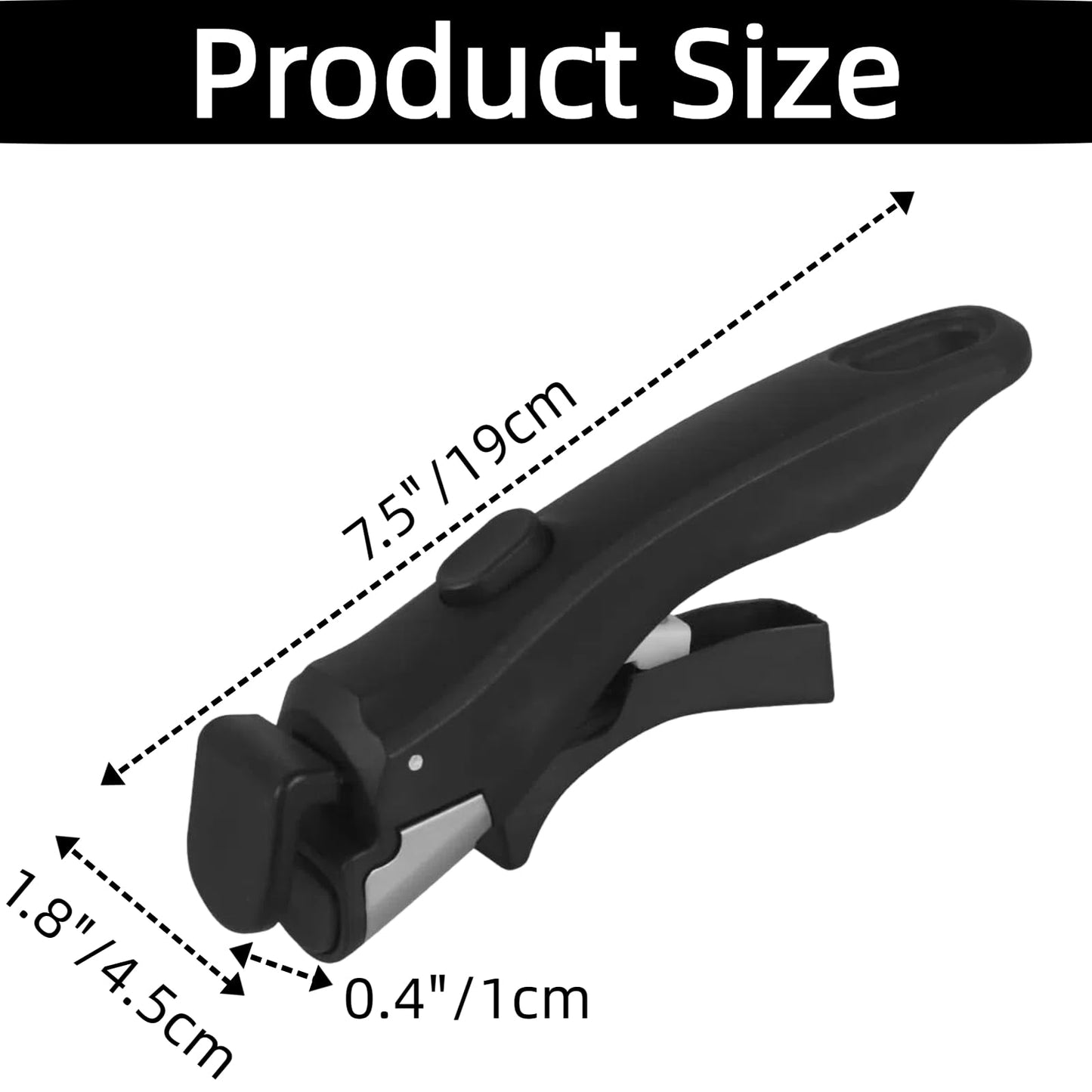 Beauty Vega 2Pcs Removable Pot Handle, Detachable Pan Handle Heat Resistant Replacement Pan Gripper for Pots and Pans, Fits Kitchen All Cookware (Black)
