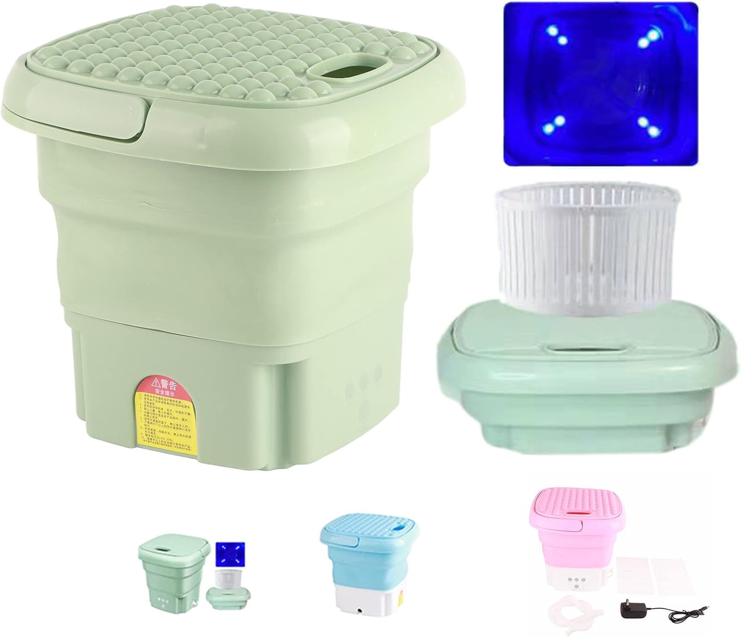 Mini Portable Washing Machine, Foldable Small Washer Bucket Type with Deep Cleaning, Half Automatic Wash Spin Dry for