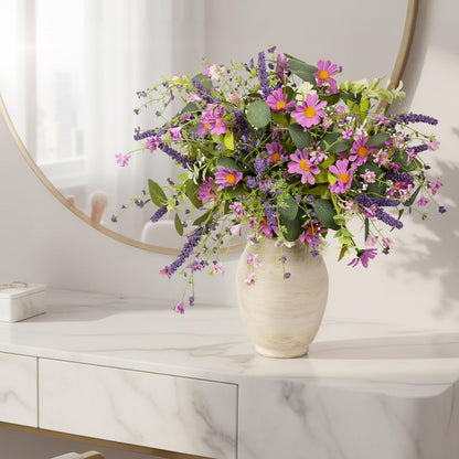 YUGALI 6 20" Pcs Artificial Plants Daisy Flowers Branches for Vase Faux Silk Spring Greenery Stems with Eucalyptus