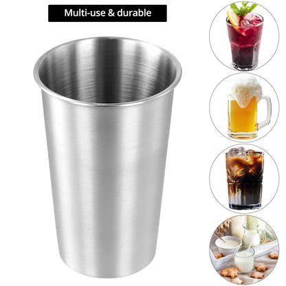 QWORK 13oz Stainless Steel Cups – 16 Pack Stackable Lightweight Metal Tumblers for Home, Camping & Parties