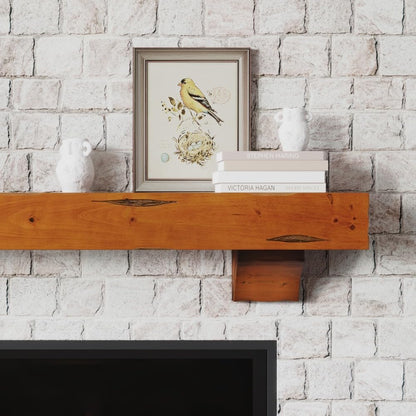 MANTELSDIRECT Breckenridge 60” Fireplace Mantel Shelf with Corbels – Rustic Floating Mantel Shelf for Over Fireplace – Chestnut - Wood Shelf for Wall – Pine Box Construction