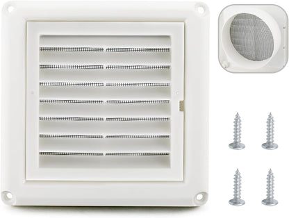 Cenipar 4" Louvered Vent Cover, Dryer Exhaust Air Vent Cover with Screws, Easy Installation, White