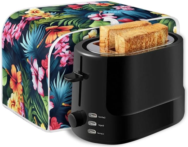Tropical Floral Hibiscus 2 Slice Toaster Cover, Plus Size Dust Cover for Microwave Oven, Hawaii Island Style Flowers
