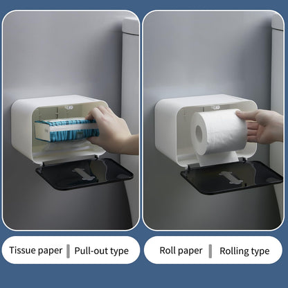 2026 Upgraded Toilet Paper Holder for Wall – Adhesive, No Drilling – Fits Standard Rolls Up to 5.1" Diameter – 11LBS Capacity, 15oz Thickened ABS, 8.3" Wide Shelf – Waterproof for Bathroom, RV, Black