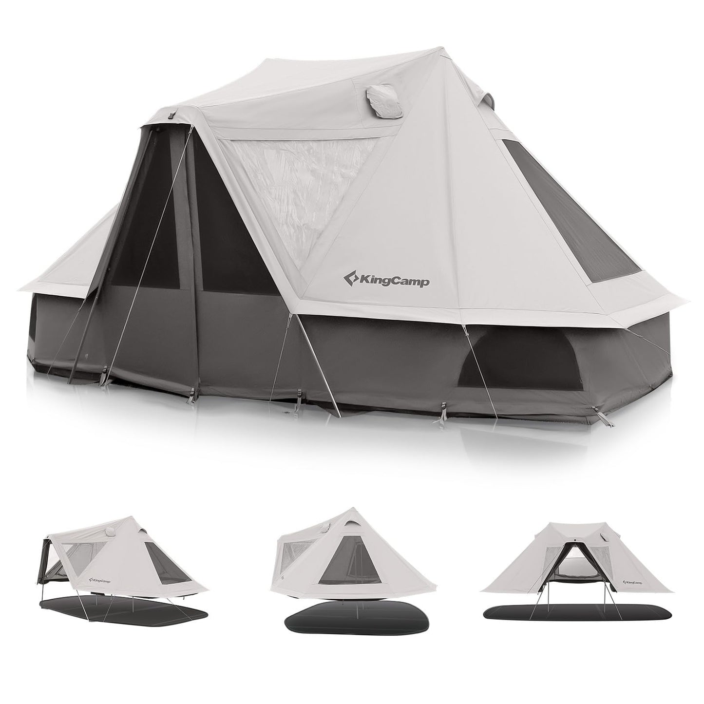 KingCamp Canvas Tent for Camping, 4 Seasons Large Waterproof & Windproof Luxury Glamping Tent with Stove Jack for Family Outdoor Camping, Hunting & Parties