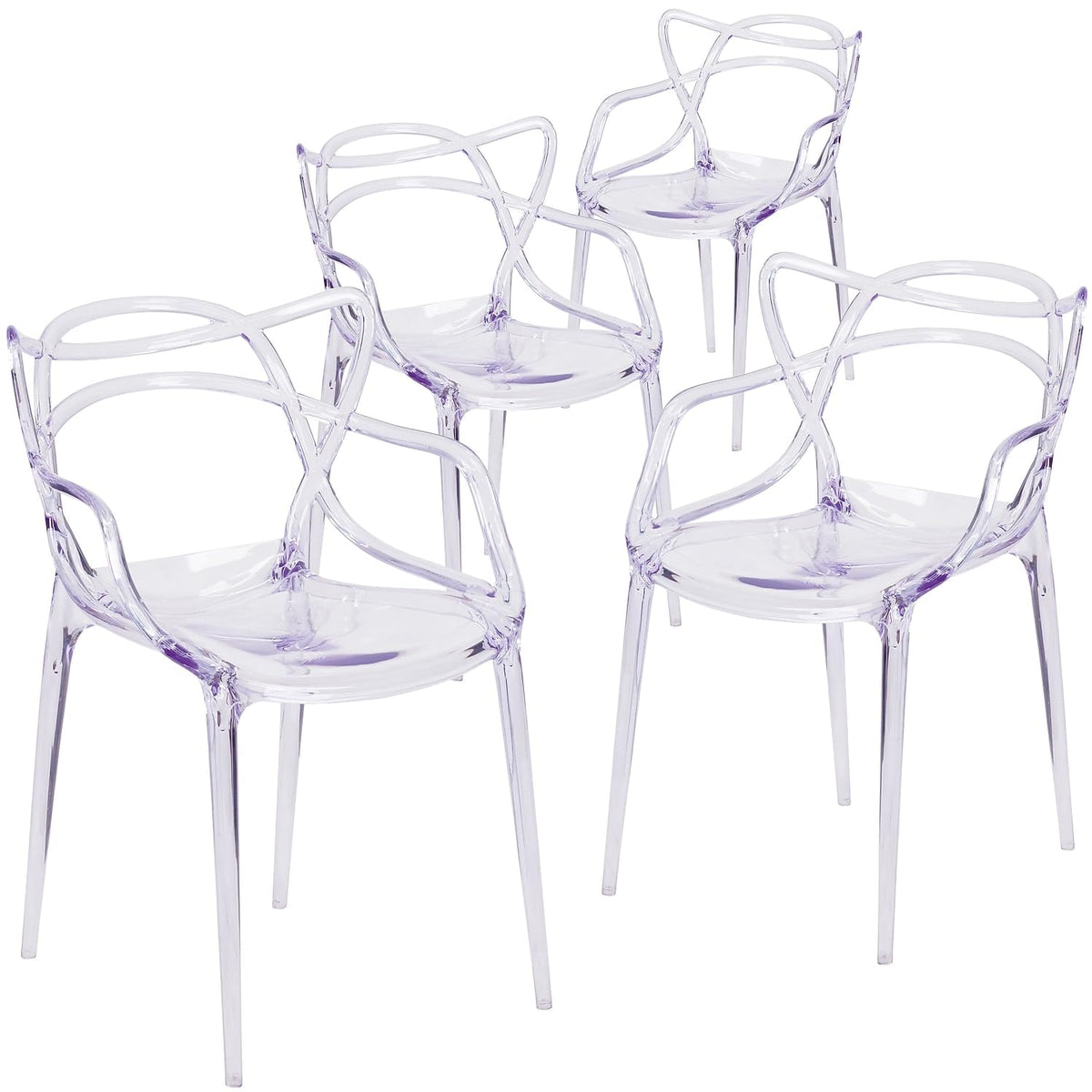 Flash Furniture Josh 4 Pack Nesting Series Transparent Stacking Side Chair