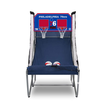 Pop-A-Shot - Home Dual Shot with Philadelphia 76ers NBA Graphics l Sensor Scoring l 16 Game Modes l 7 Balls l Foldable Storage l for All NBA Fans