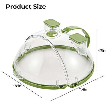 UFORU Upgraded Foldable Microwave Splatter Cover with Water Steamer,10 Inch Microwave Cover for Food,Clear Plastic Plate Cover with Handle,Space-Saving Splatter Guard for Microwave