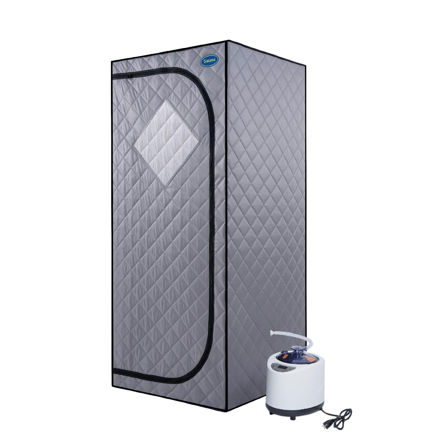 Full Size Portable Grey Steam Sauna Tent: Personal Home Spa with Steam Generator, Remote, Timer, & Foldable Chair