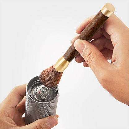Coffee Grinder Cleaning Brush, Wood Handle & Natural Bristles, Espresso Dusting Tool for Home Kitchen, Brown