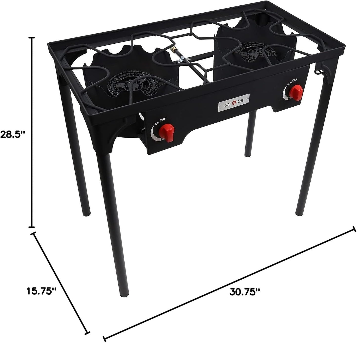 Gas One Propane Double Burner Two Burner Camp Stove Outdoor High Pressure Propane 2 Burner Adjustable PSI Regulator and 4ft Hose With Removable Legs