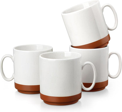16oz Set 4, MALACASA Ceramic Coffee Mugs of Stackable Coffee Cups with Straight-Sided Design, Mugs for Coffee, Latte