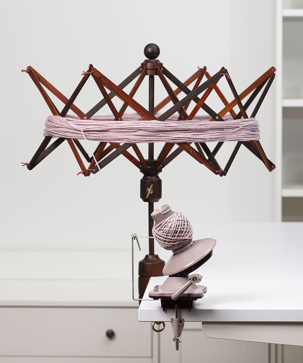 Knit Picks Yarn Winding Bundle - Yarn Ball Winder (Purple) and Cocobolo Hardwood Yarn Swift