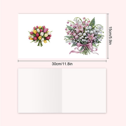 SHEGZHUC 6 Pack Diamond Painting Gift Card Diamond Art Kits for Adults Birthday Wedding Anniversary Greeting Get Well Congratulations Thank You Cards with Envelopes || Flowers in Vase Bouquets