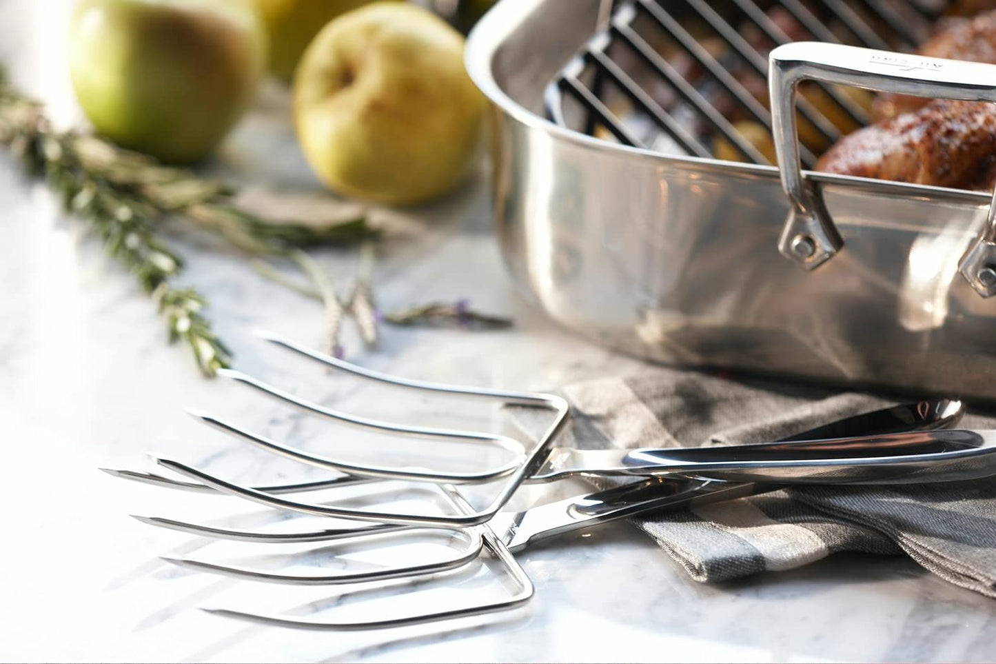 All-Clad Stainless Steel 9.5 Inch Cooking Spoon, Ergonomic Handle, High Heat Resistant, Save Up to 600°F, Kitchen Cooking Utensils for Mixing, Stirring and Serving, Silver