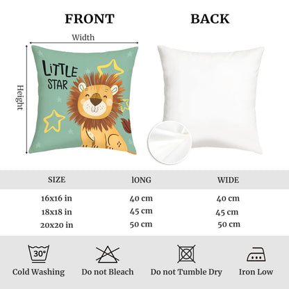Joymaison Cartoon Animals Throw Pillow Covers 18x18 Inch Set of 4 Baby Elephant Giraffe Lion Monkey Cushion Pillow Case Nursery Home Decor for Kids Toddlers Teens