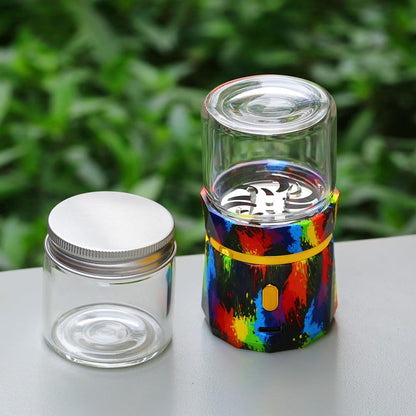 Electric Grinder, Small Spice Grinder Electric Grinders Mini Size 2inx3.5inches with 2pcs 1.7oz/50ml Glass Jar Rechargeable Automatic Small Grinder