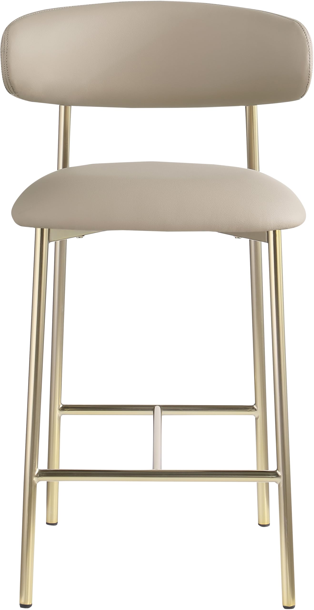 Meridian Furniture 995Taupe-C Lupita Collection Modern | Contemporary Counter Stool with Soft Taupe Vegan Leather, Brushed Gold Metal Frame, 20.5" W x 19" D x 36" H, Taupe, Set of 2