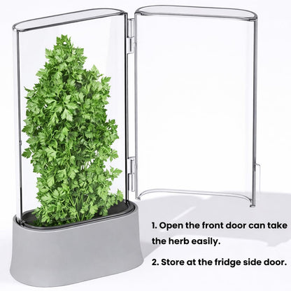 vacane Herb Keeper for Refrigerator, Fresh Herb Saver Herb Storage Containers, Cilantro Container for Fridge Asparagus Container, Dishwasher Safe