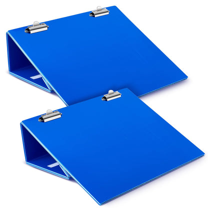 Nuanchu 1 Pcs Folding Slant Board for Writing 14 x 12 Inch Large Slanted Clipboard Adjustable Tilted Writing Boards Sloped Surface to Improve Handwriting Legibility Endurance (Blue)