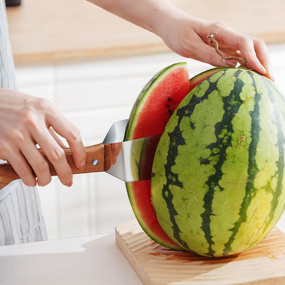 Triangle Watermelon Cutter, 2026 New Portable Stainless Steel Watermelon Slicer, Watermelon Cutter Slicer Tool with Wooden Handle, Melon Slicer, Fruit Cutter for Home, Kitchen, Camping, Picnic (3PCS)