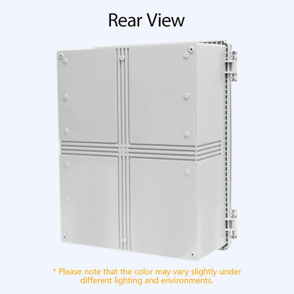 LeMotech Electrical Box, IP67 Waterproof Hinged Clear Cover Stainless Steel Latch Junction Box, ABS Plastic Electrical Enclosure with Mounting Plate,Wall Brackets, Cable Glands,19.6"x15.7"x7.8",Grey