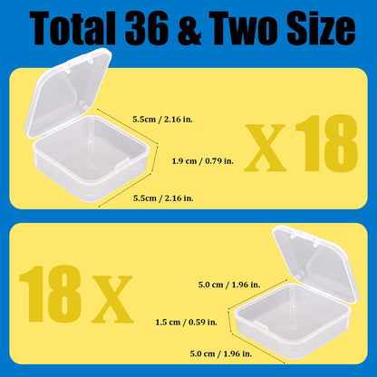 Mathtoxyz 36PCS Organizer Box, Small Organizers and Storage Containers Rectangle Holder Plastic Cases for Clay Beads Bracelet Making DIY Jewelry Craft Nail