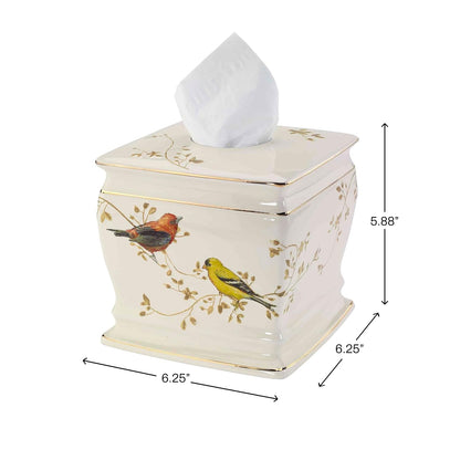 Avanti Linens - Tissue Box Cover, Decorative Countertop Accessories, Nature Inspired Home Decor (Gilded Birds Collection)