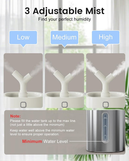 Feekaa Stainless Steel Humidifier, Easy Clean Dishwasher Safe, 4L/1Gal Cool Mist Humidifiers for Bedroom, Humidifiers for Baby, Humidifier Large Room for Nursery, Plant, Office, Living Room, White