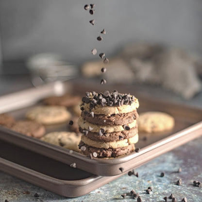 HAPPIELS Nonstick Baking Sheet Set of 2 | PFOA & BPA Free Non Toxic Carbon Steel Cookie Sheets | Best Non Stick Oven Cooking Pans & Half Sheet Pan | Best Nontoxic Baking Trays 18 Inch