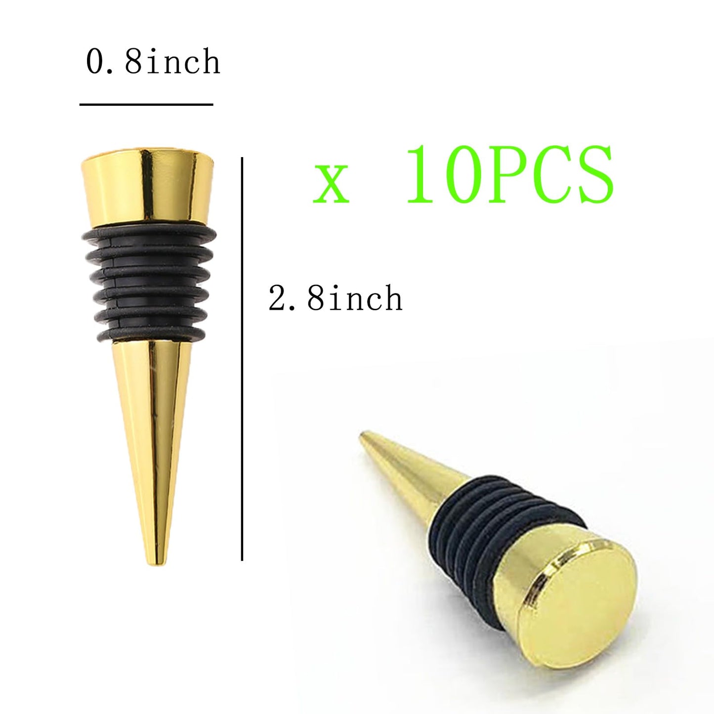 JIOFAVIU 10 Pcs Wine Bottle Stopper Set Kit, Resin Wine Bottle Stoppers Molds Set Accessories, Wine Stopper for Silicone Molds Epoxy Resin (Metal Gold)