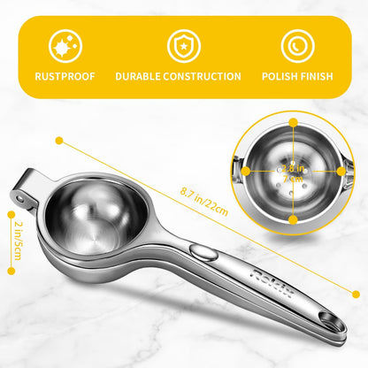 Rekix Lemon Squeezer, Max Extraction Hand Press Lemon Juicer, Heavy Duty Manual Orange Juicer, Sturdy Metal Lime Squeezer, Durable Handheld Citrus Fruit Squeezer for Kitchen Bar, Exprimidor De Limones