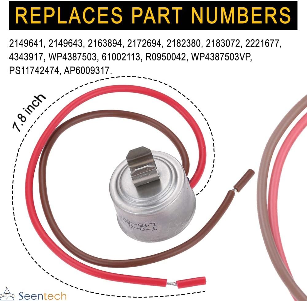 Seentech Lifetime 4387503 Bimetal Defrost Thermostat for Whirlpool, Kenmore Refrigerator/Freezer Replaces PS11742474