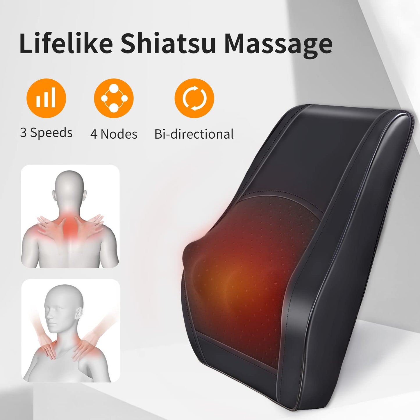 Neck Back Massager with Heat, FSA HSA Eligible, Adjustable Cordless Electric Massagers, 3D Shiatsu Deep Tissue Kneading Massage Pillow, Gifts for Men Women Mom Dad for Pain Relief