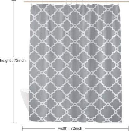WELTRXE Moroccan Fabric Shower Curtain - Waterproof Polyester Geometric Pattern Bathroom Curtains, 72 x 72 inches