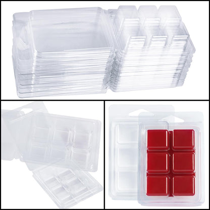 150 Packs Wax Melt Clamshells Molds, Clear Empty Plastic Cube Tray for Wickless Tarts Candles (Clear).