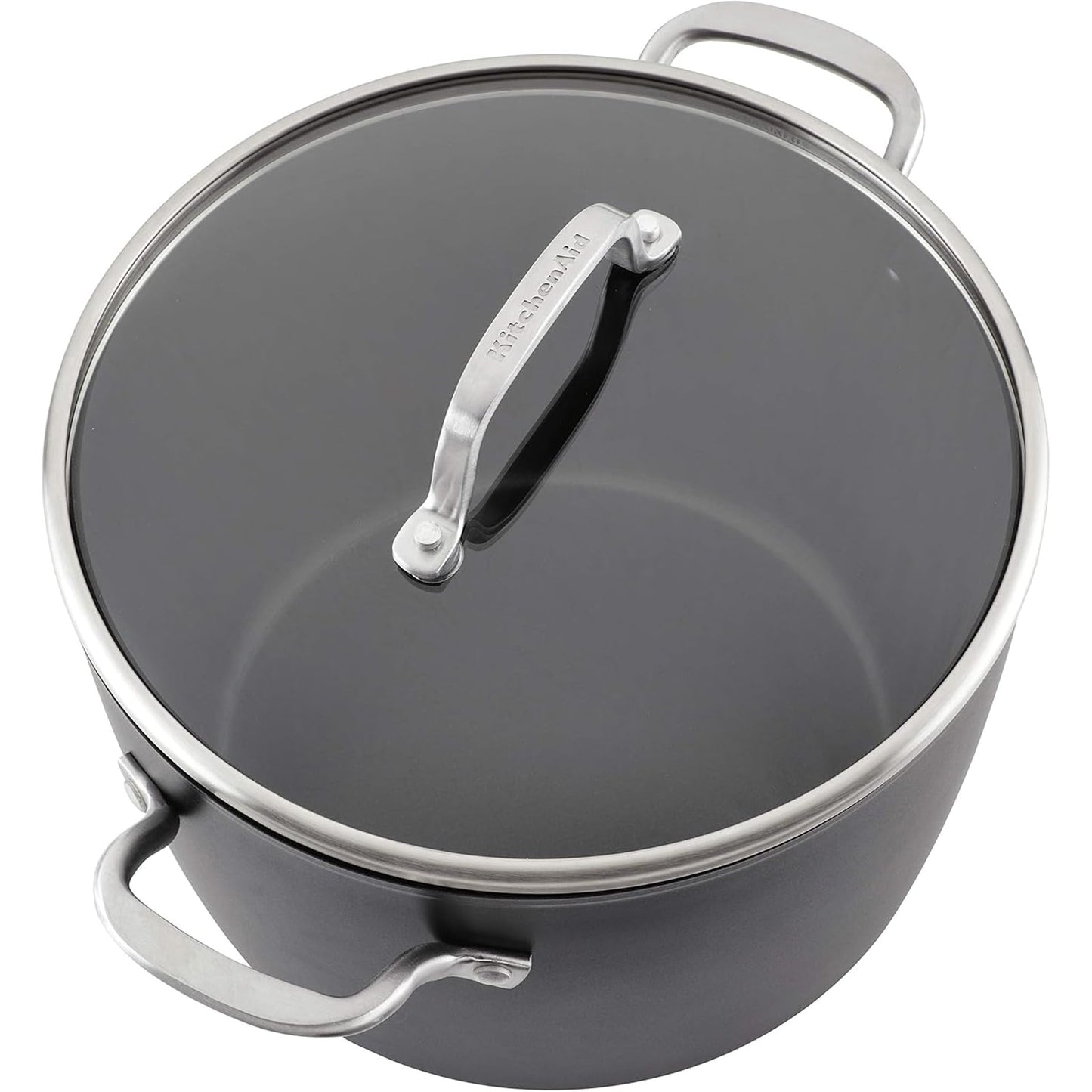 KitchenAid Hard Anodized Induction Nonstick Stock Pot/Stockpot with Lid, 8 Quart, Matte Black