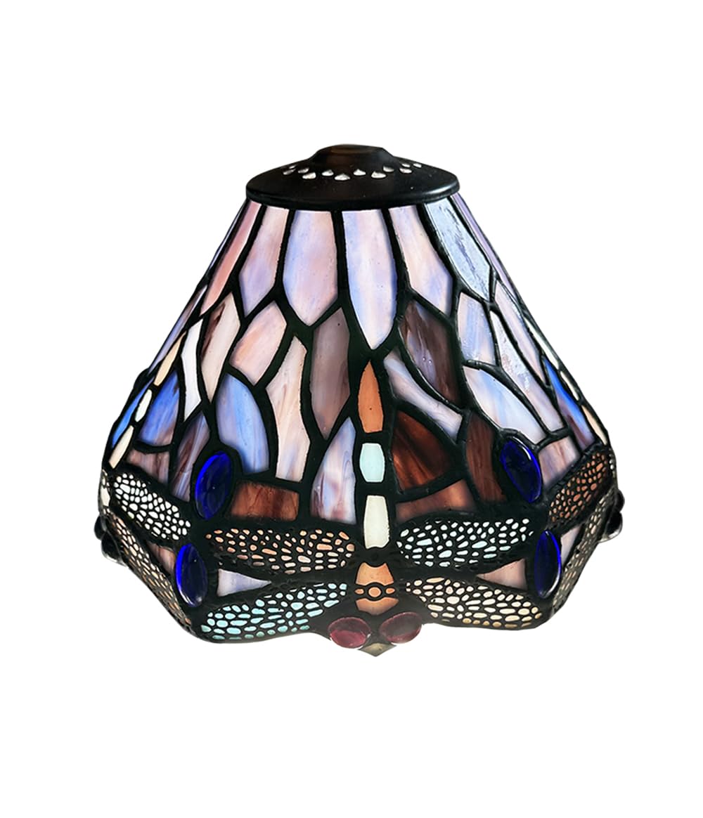 DUONAYU Stained glass Dragonfly replacement lampshade.DYM9019 (Green)
