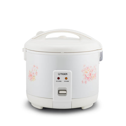Tiger JNP-0550-LF 3 Cup Capacity White Rice Cooker with Non-Stick Inner Pot, Retractable Power Cord, and Keep Warm up to 12 hours (Flower)
