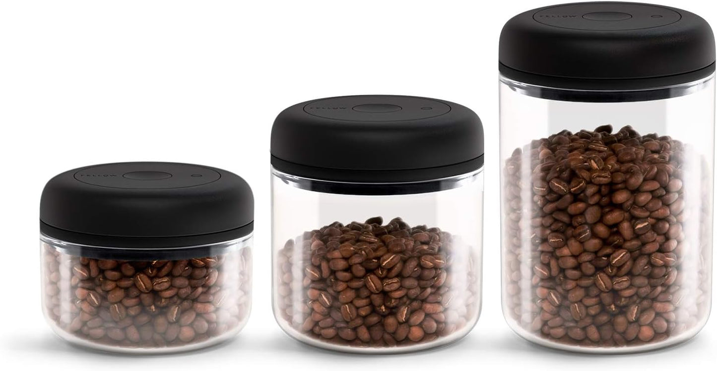 Fellow Atmos Vacuum Coffee Canister & Food Storage Container, 0.4 Liter Holds 6 oz of Coffee Beans, Airtight Clear Glass