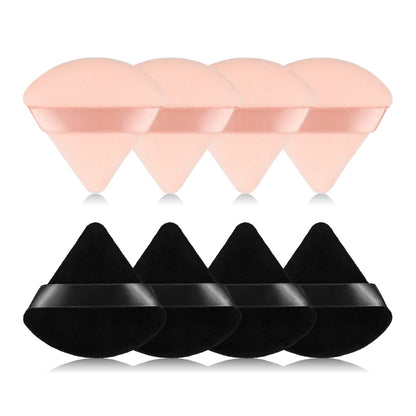 8Pcs of Triangular Powder Puff Makeup Sponges, Made of Super-soft Velvet, Designed for Contouring, Eye, and Corner, Beauty Blender Foundation Mixing Container.(Black)