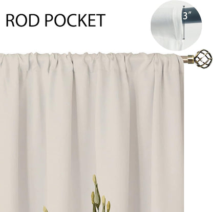 2 42Wx45H Inch Vintage Mushroom Window Curtains Leaves Botanical Rod Pocket Rustic Boho Mushroom Beige Curtain Drapes